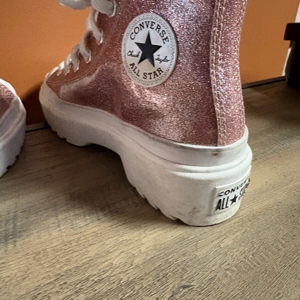 Converse Pink Glitter Platform High-Top Sneakers - Picture 3 of 9